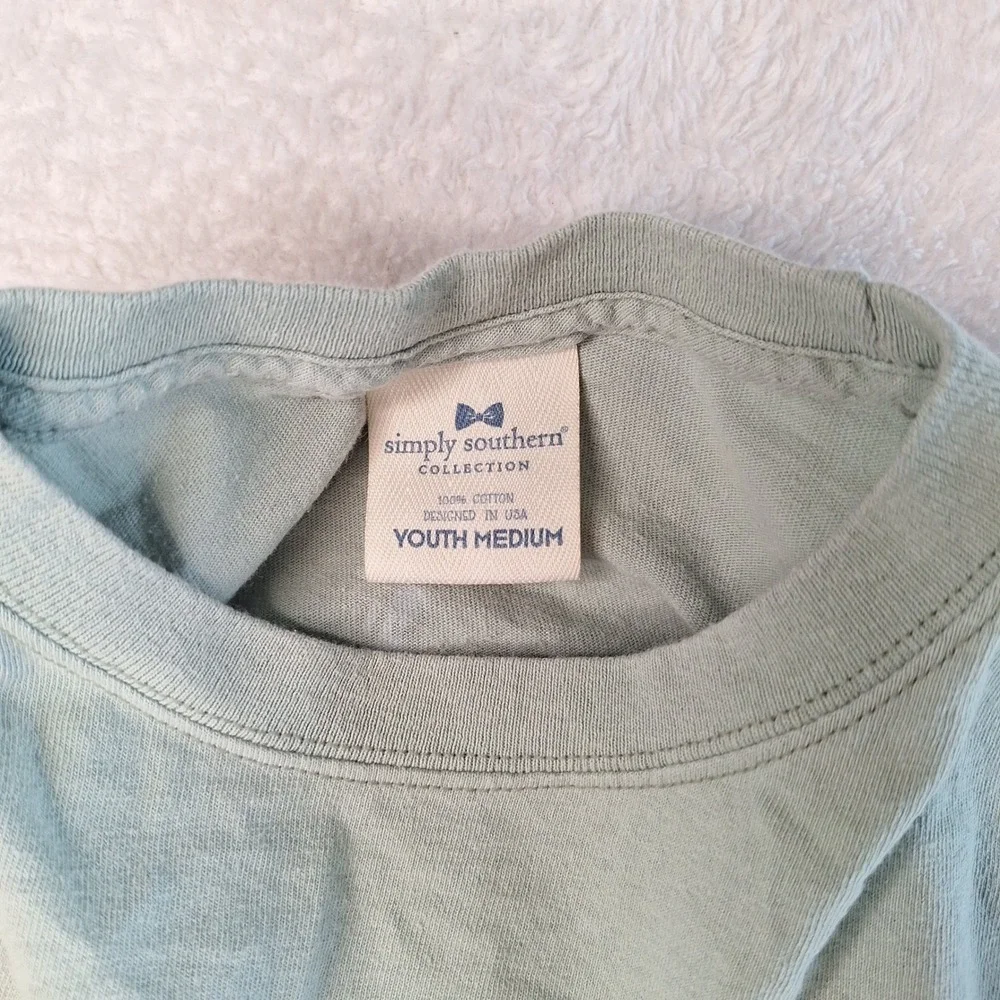 Simply Southern Kids Sage Green Long Sleeve Logo Graphic T-Shirt Cotton Tee‎